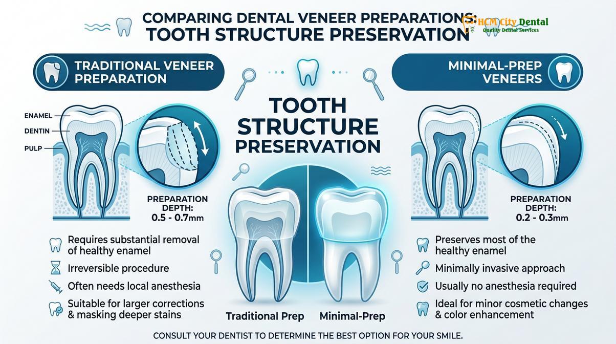 Summary diagram of enamel shaving for veneers