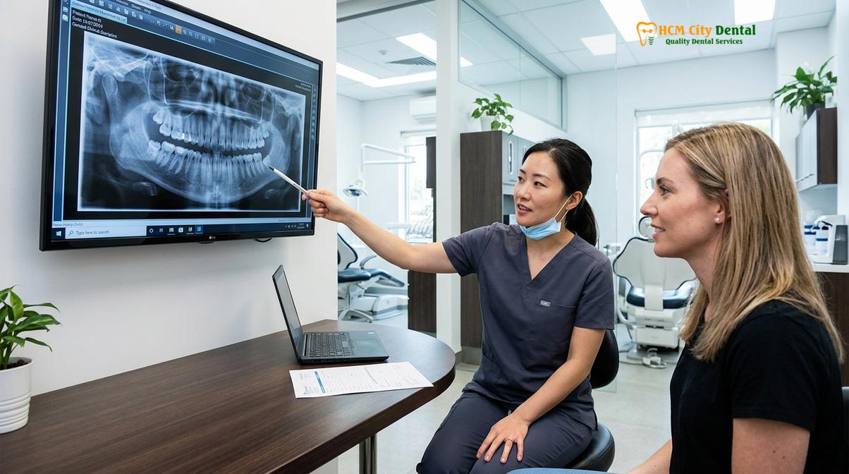 Clinical illustration of english speaking dentist Ho Chi Minh City communication