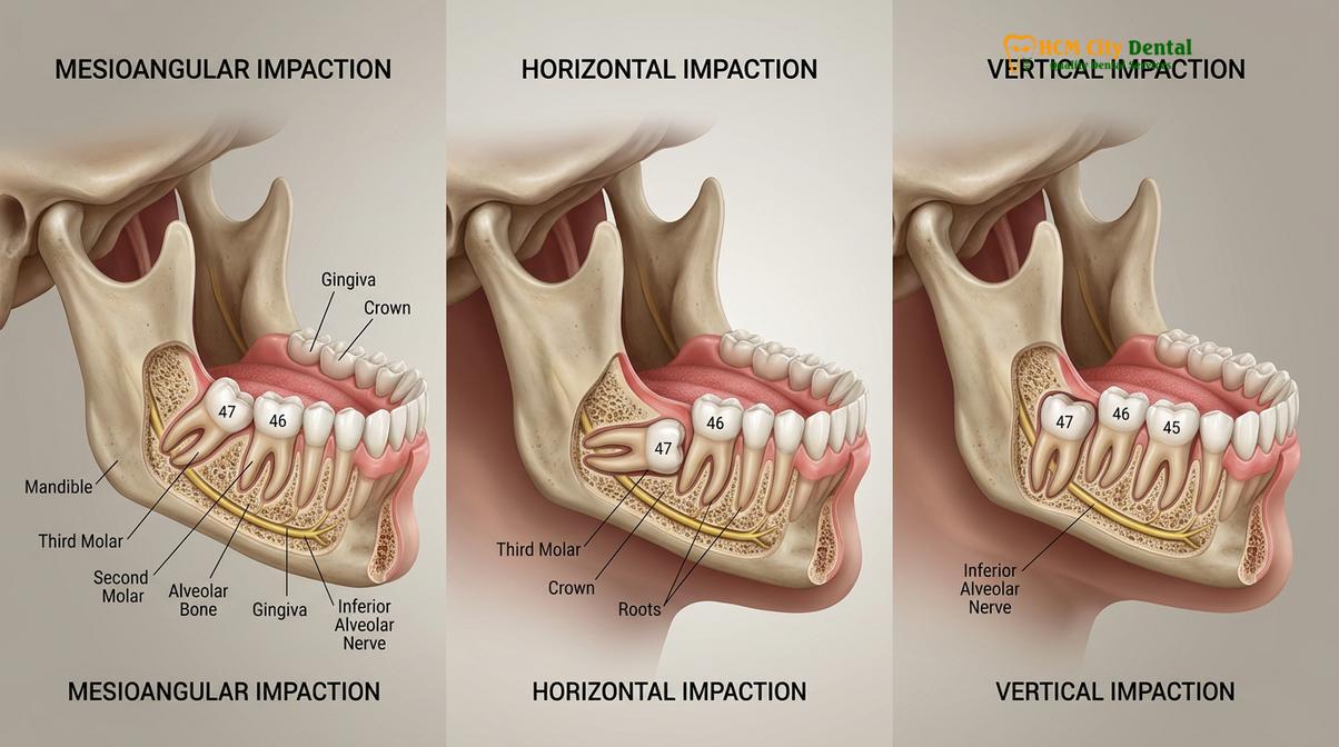 Visual description of english speaking dentist wisdom teeth