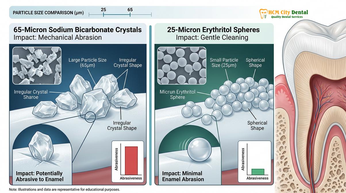 Clinical photography related to erythritol powder teeth cleaning
