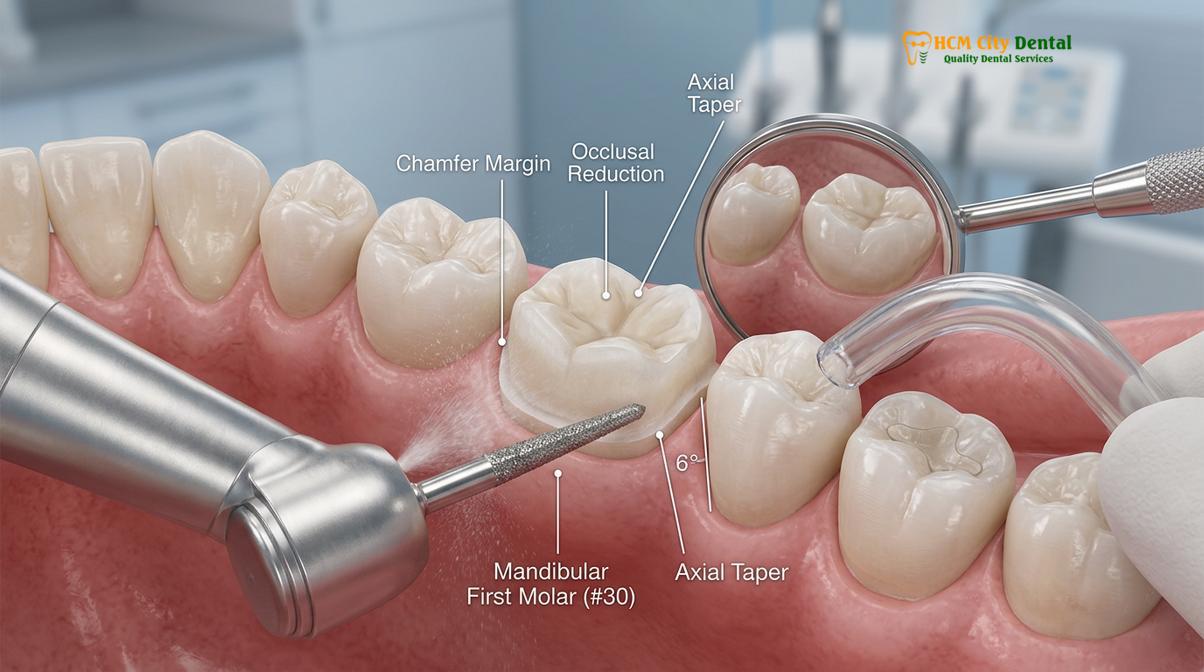 Clinical photography related to dental insurance crowns Ho Chi Minh