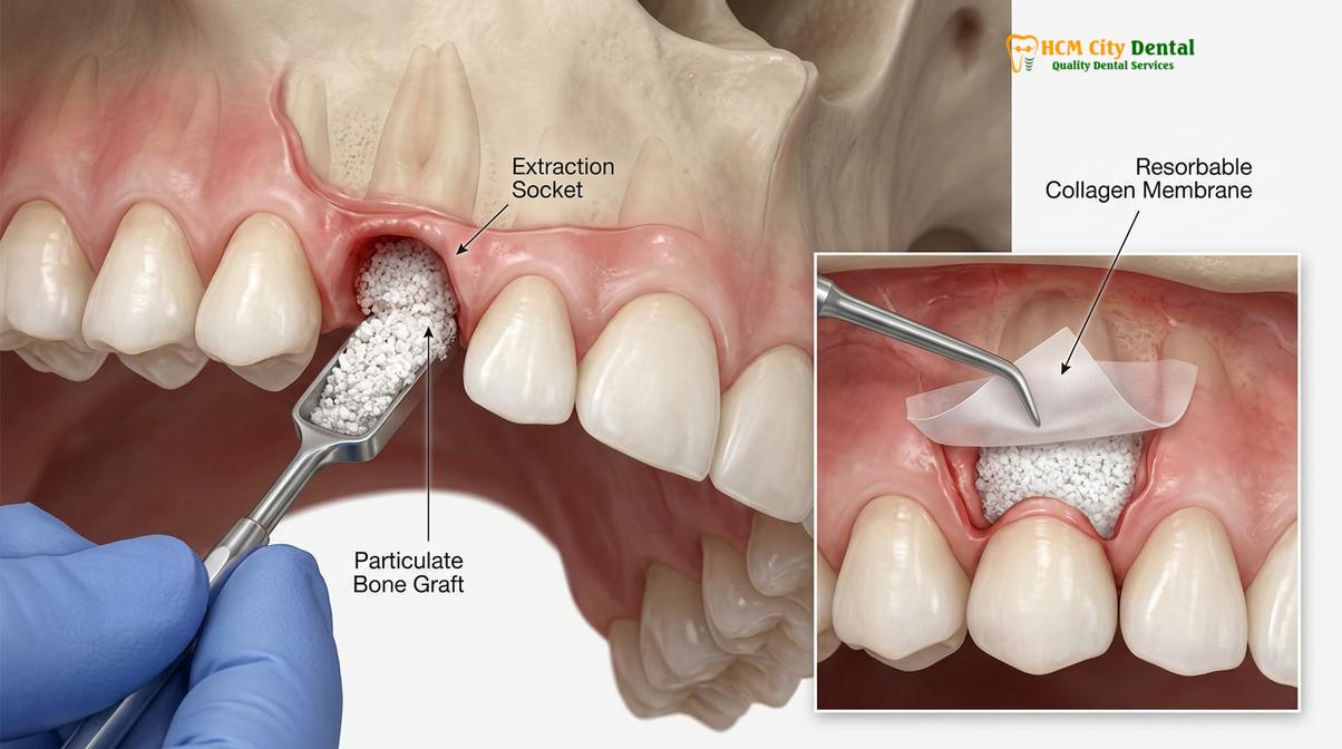 Clinical photography related to Extraction Before Implant Denture Preparation