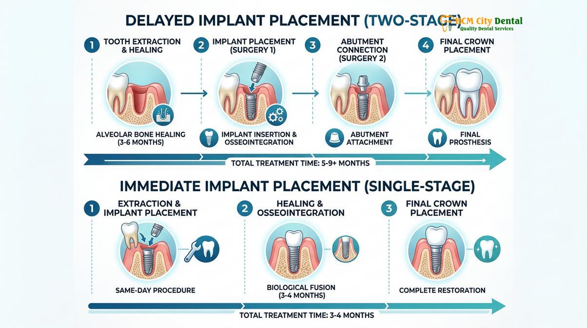 Summary diagram of Extraction Before Implant Denture Preparation