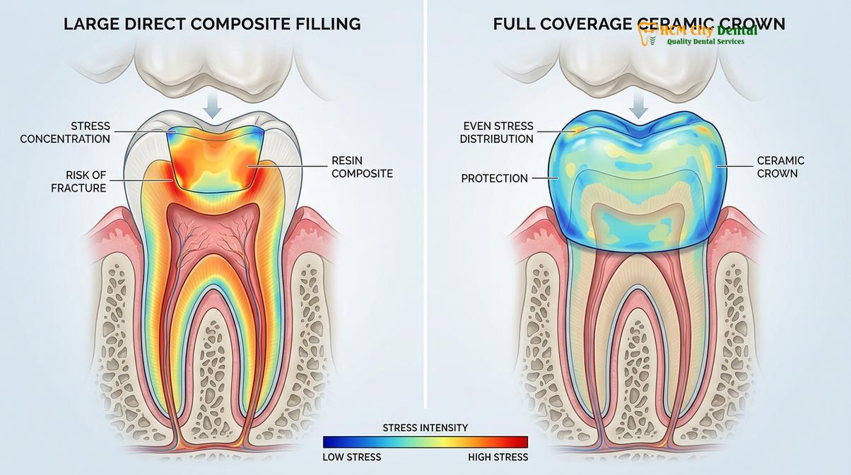 Clinical photography related to Filling vs Crown Threshold When Filling Fails