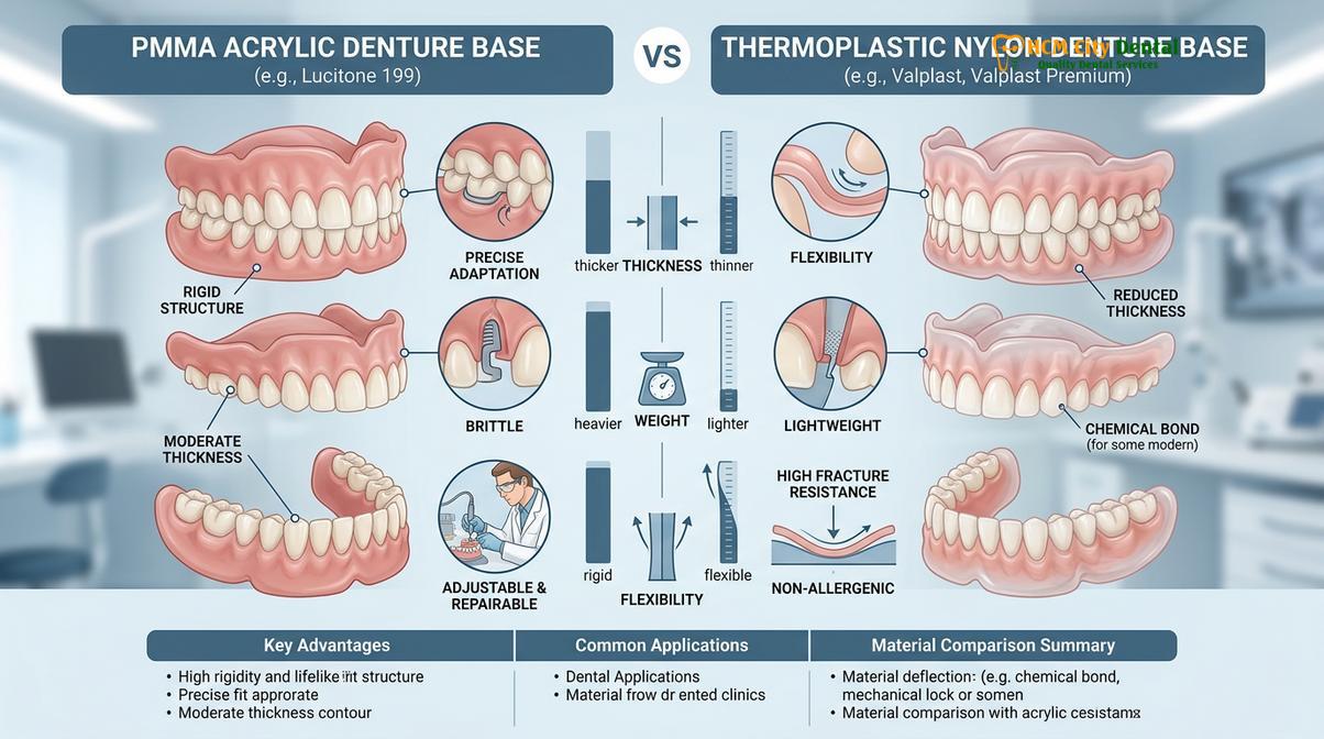 Visual description of Flexible Partials vs Acrylic Dentures