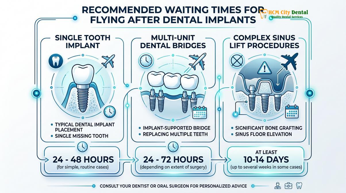 Summary diagram of flying after dental implants