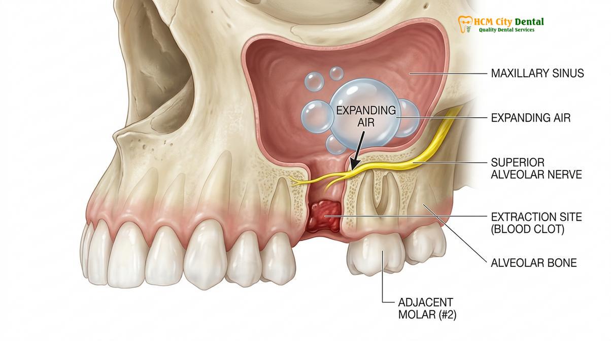 Clinical illustration of can I fly after dental surgery