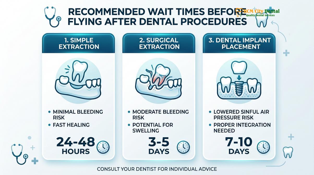 Summary diagram of Flying After Tooth Extraction Safety Rules