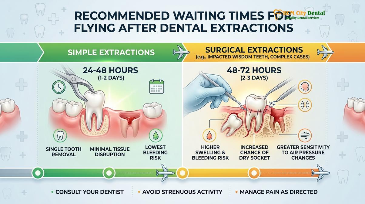 Visual description of flying after wisdom tooth extraction