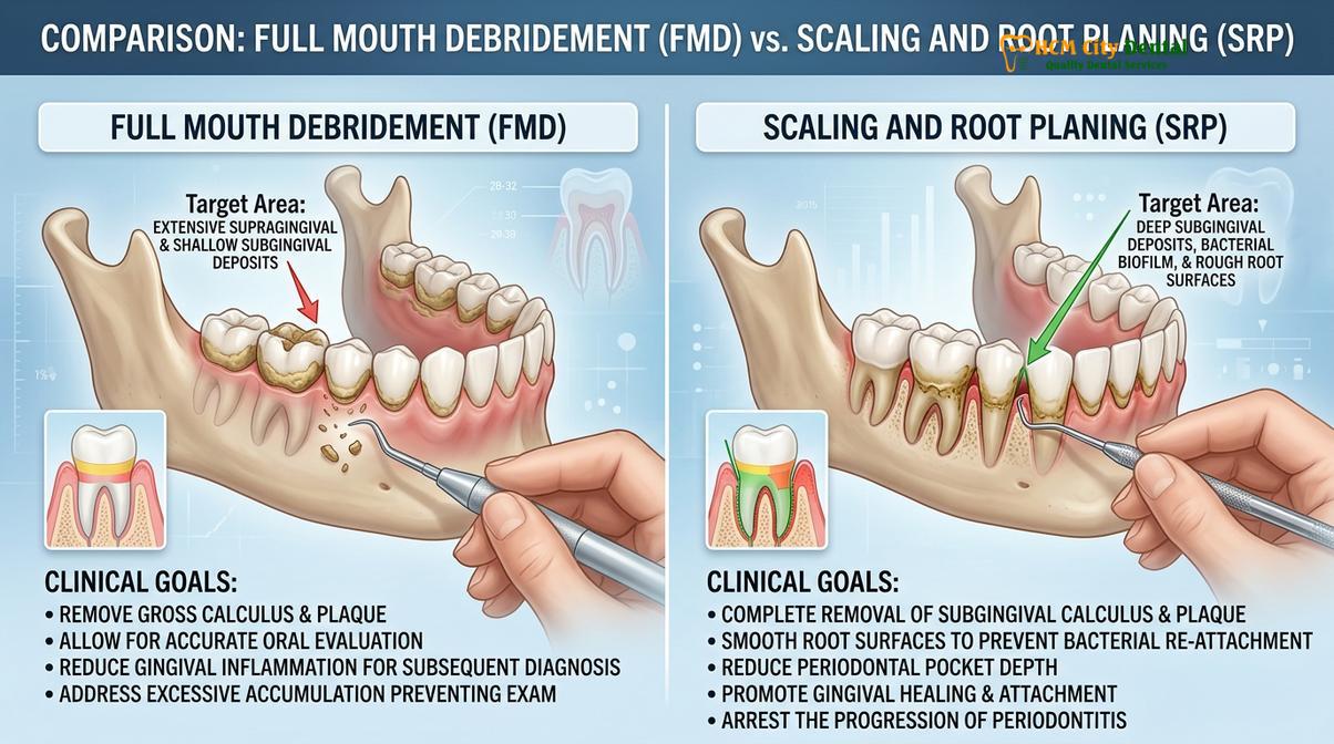Visual description of full mouth debridement heavy tartar