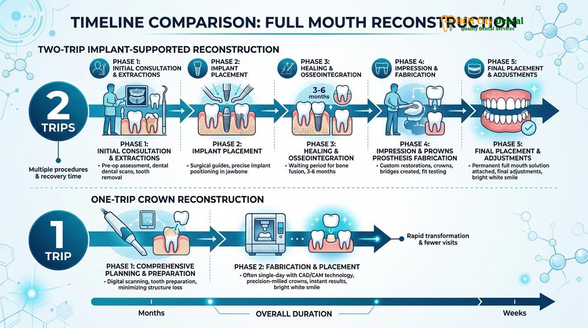 Summary diagram of full mouth reconstruction timeline