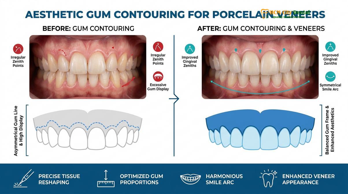 Summary diagram of Crown Lengthening for Veneers HCMC