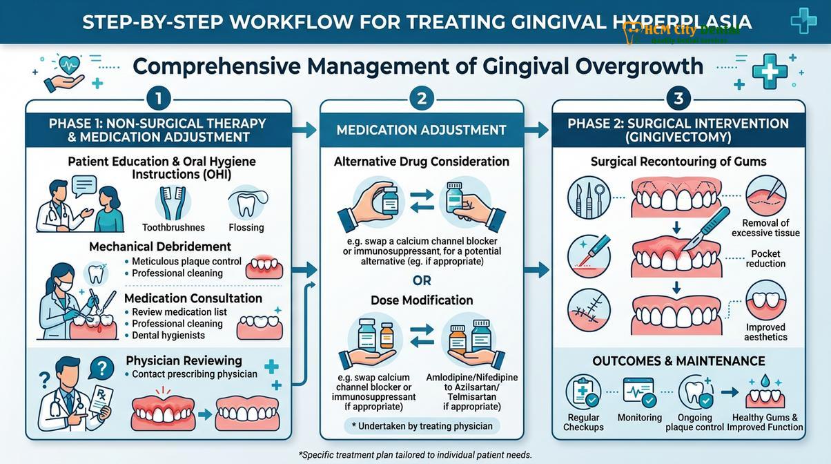 Summary diagram of gingival hyperplasia treatment