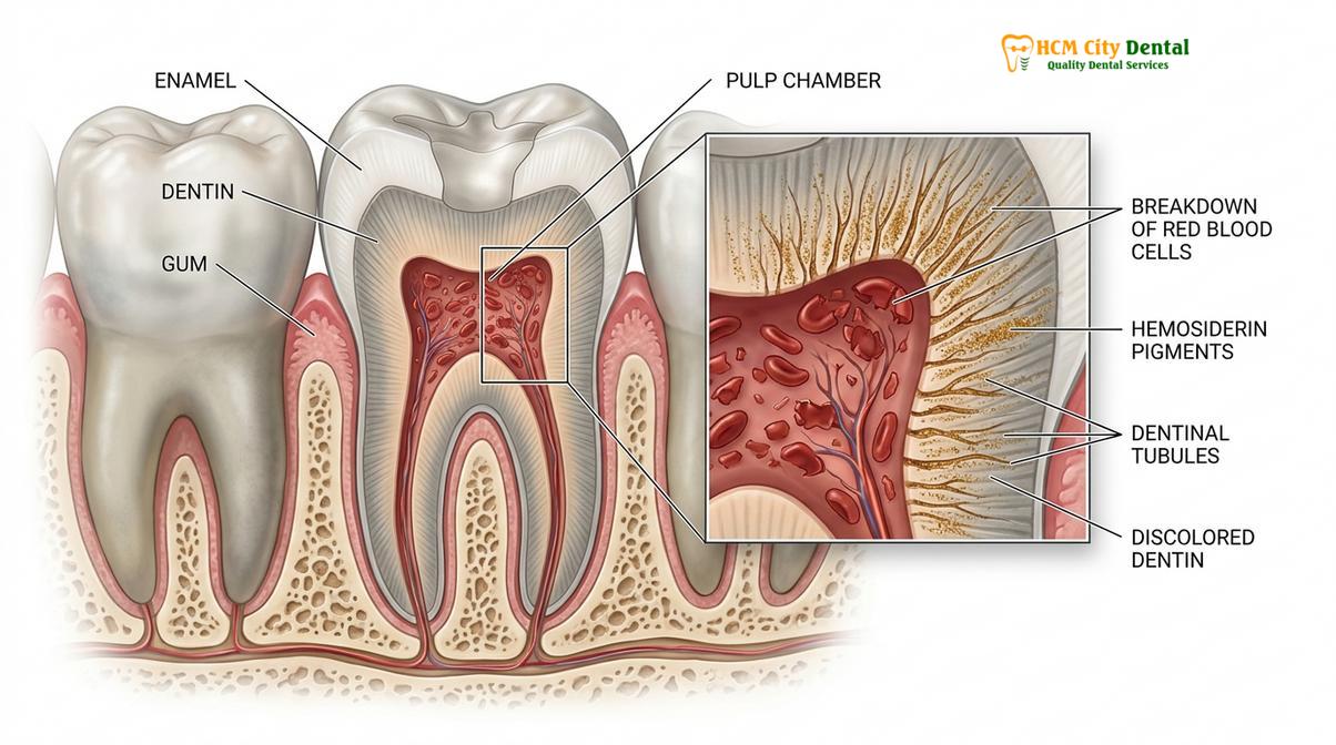 Visual illustration of grey tooth causes