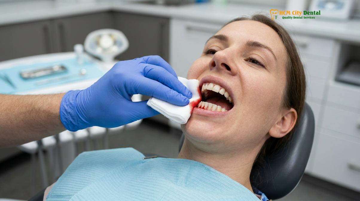 Clinical photography related to gum bleeding wont stop emergency