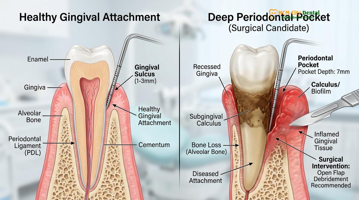 Visual description of gum flap surgery