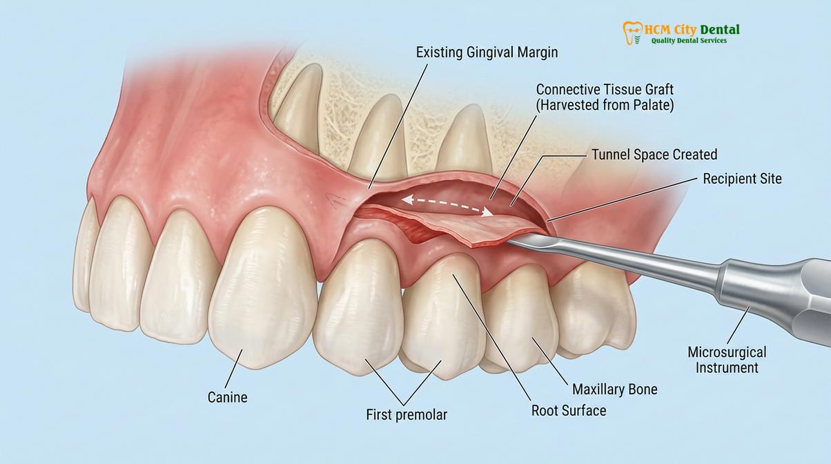 Visual description of gum graft surgery