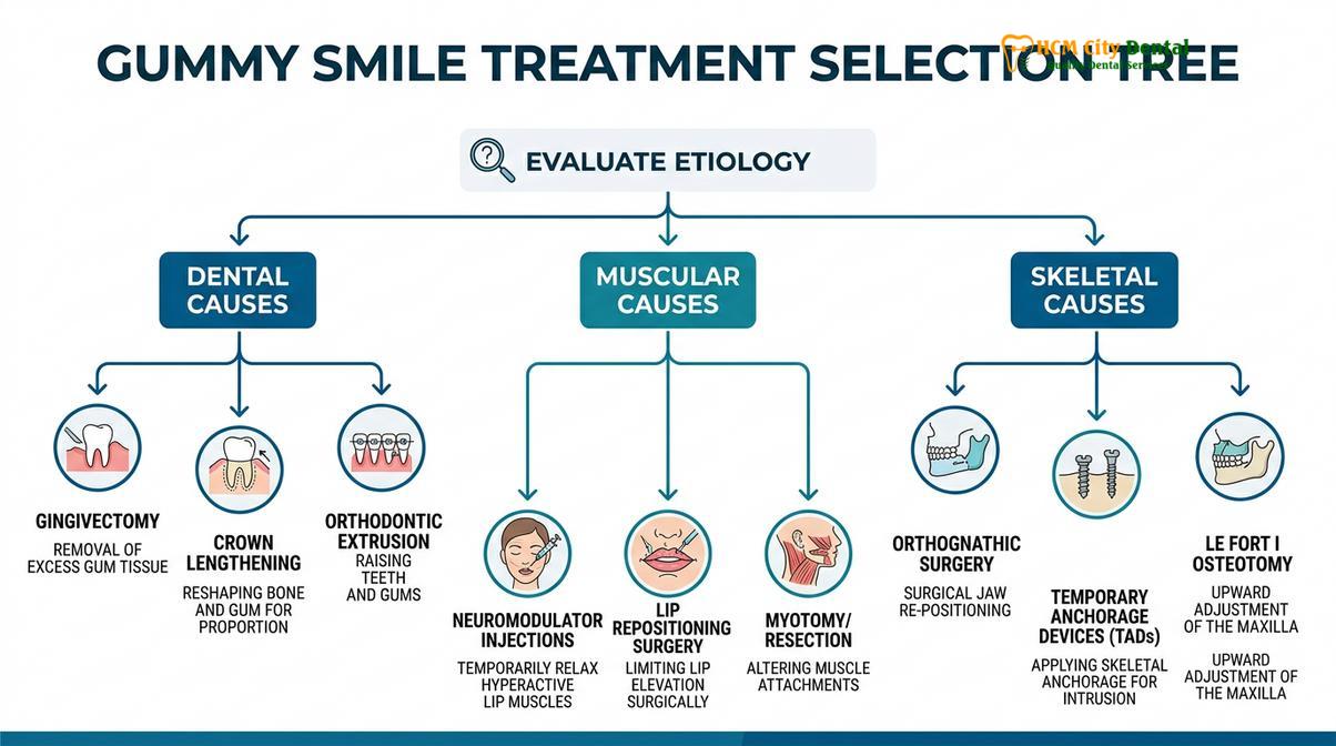 Summary diagram of Gummy Smile Correction Methods