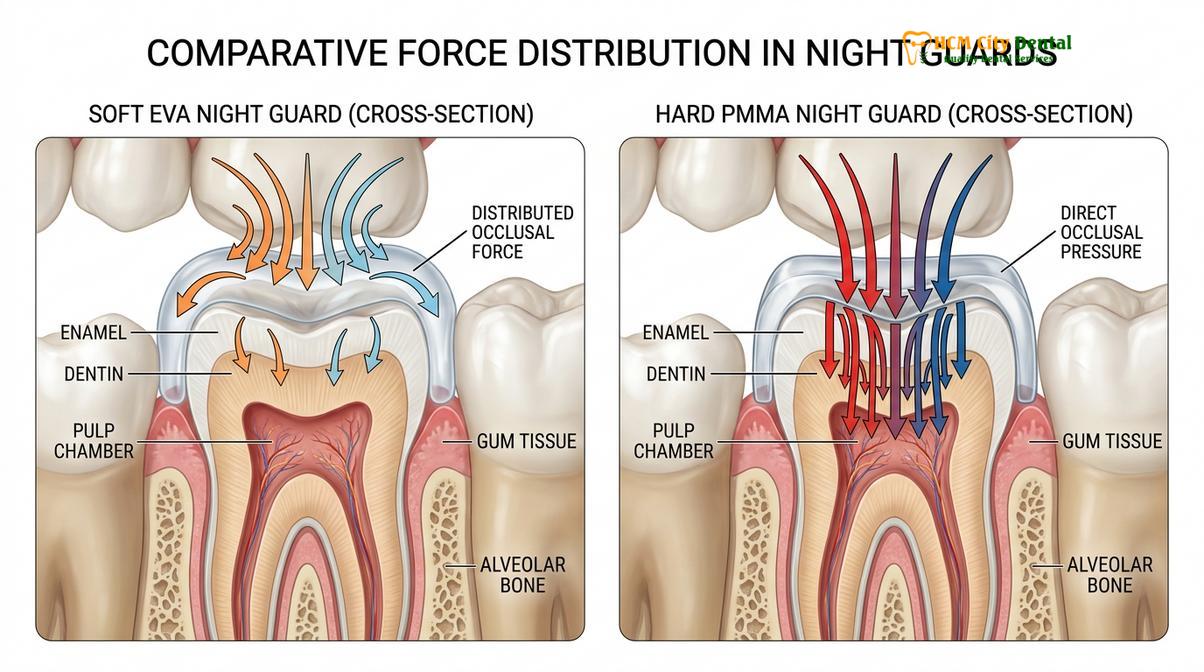 Clinical photography related to hard vs soft night guard
