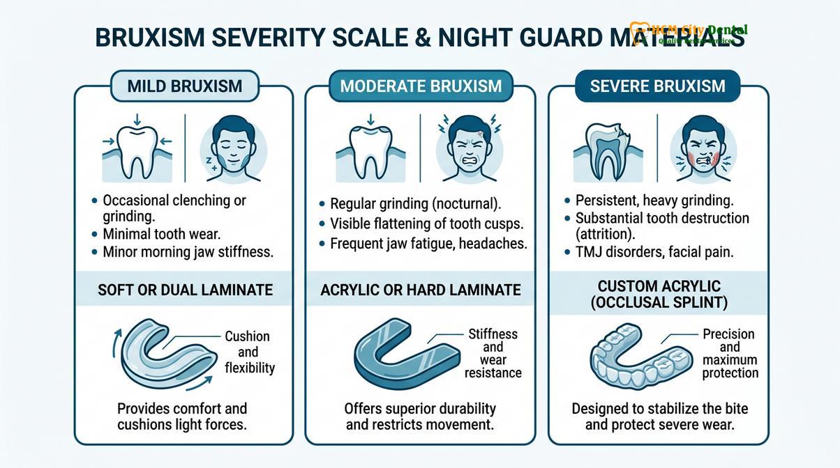 Summary diagram of hard vs soft night guard
