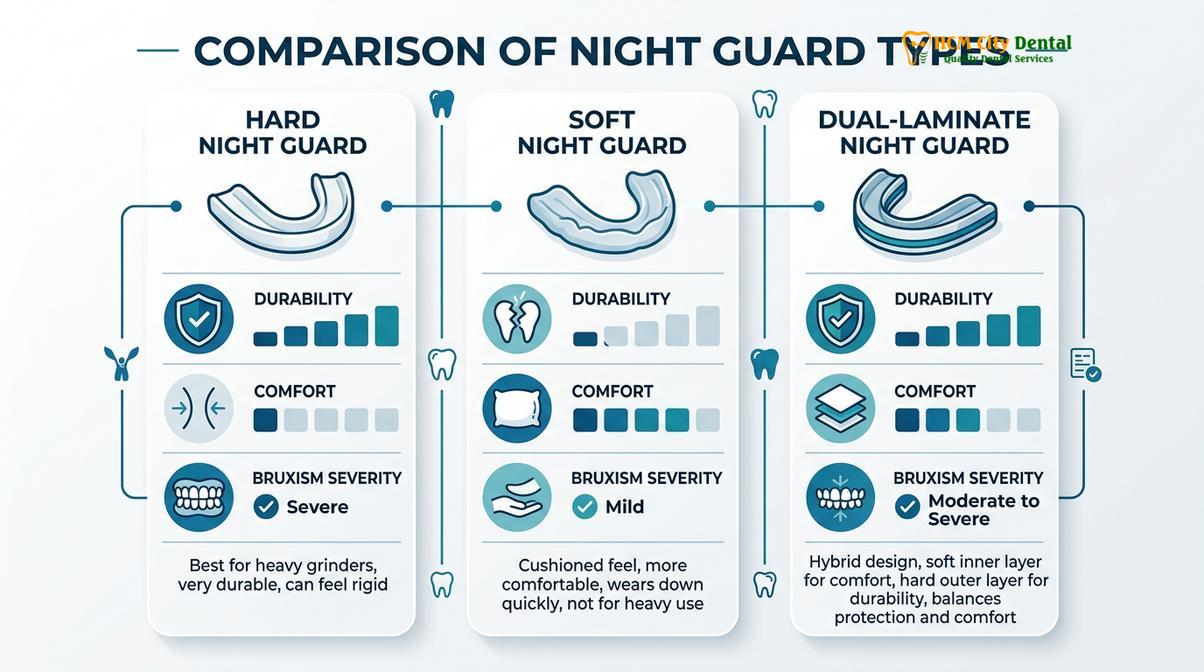 Summary diagram of Hard vs Soft Night Guard