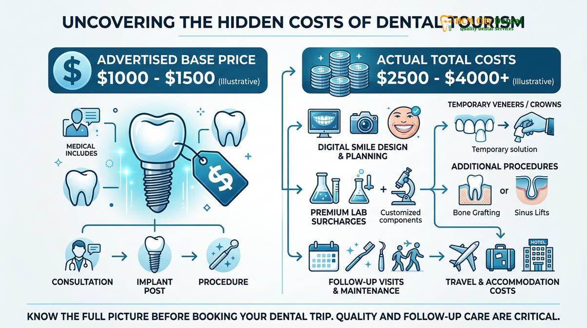 Summary diagram of hidden costs veneers vietnam
