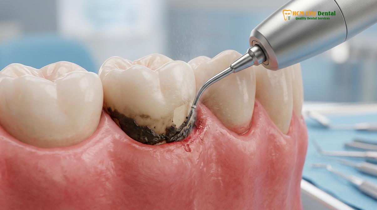 Clinical photography related to dental calculus gum recession