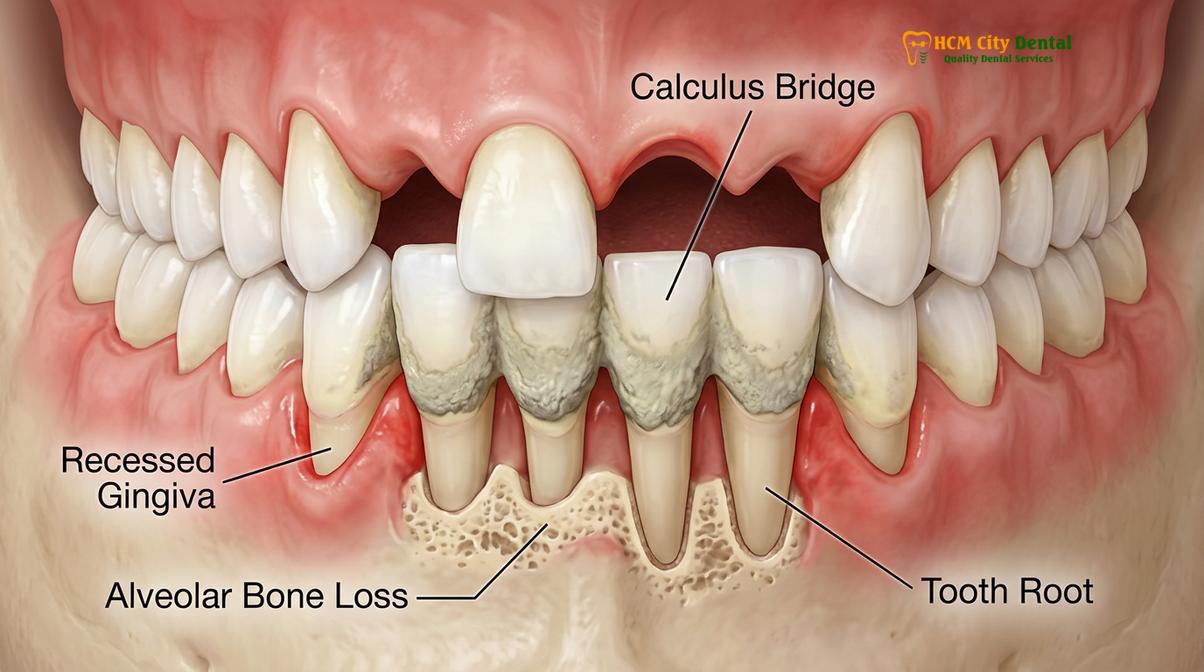Visual description of dental calculus gum recession