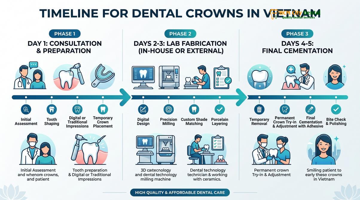 Summary diagram of how many days dental crowns vietnam