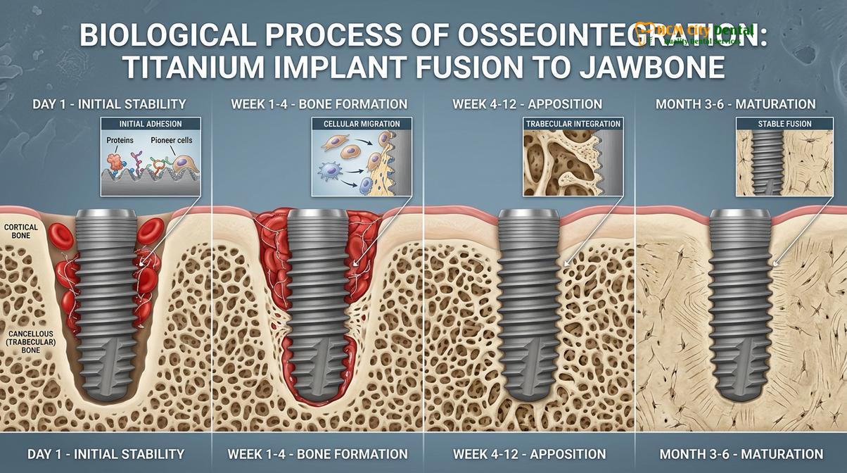 Visual description of dental implant timeline Vietnam