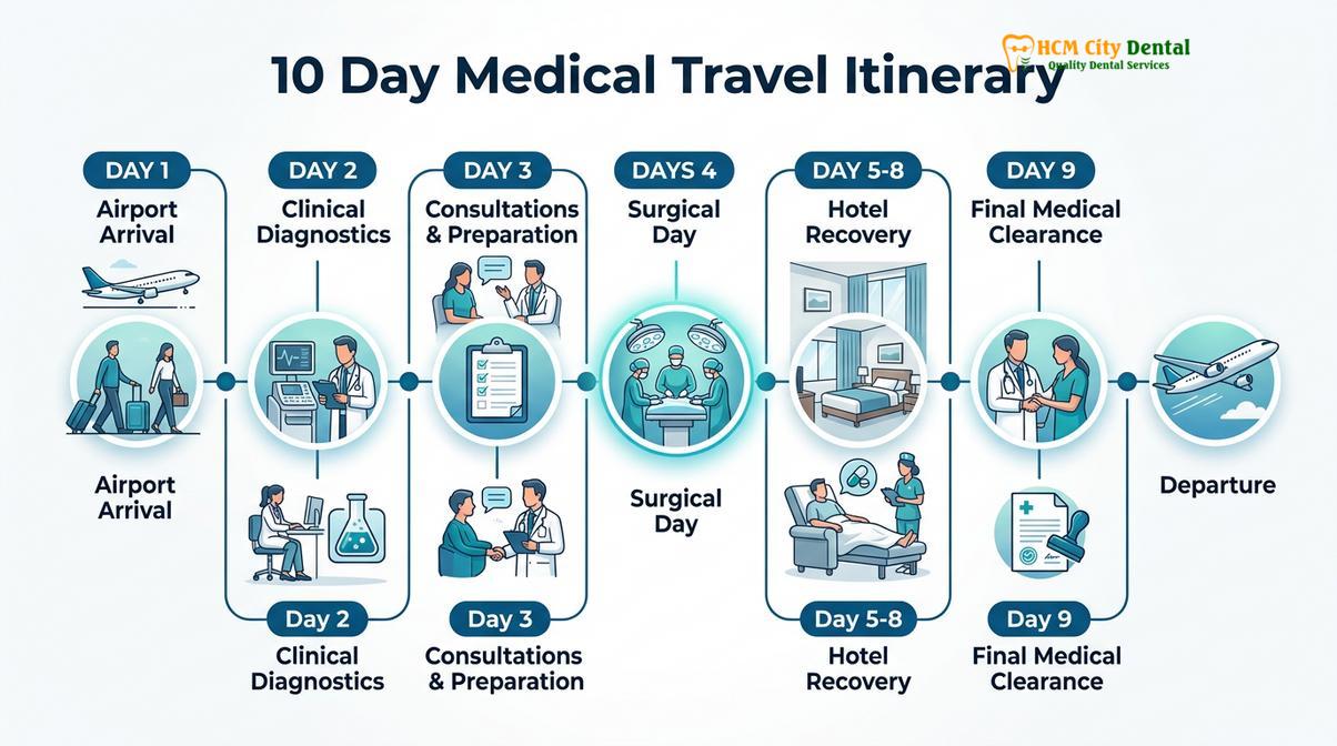 Summary diagram of dental implant timeline Vietnam