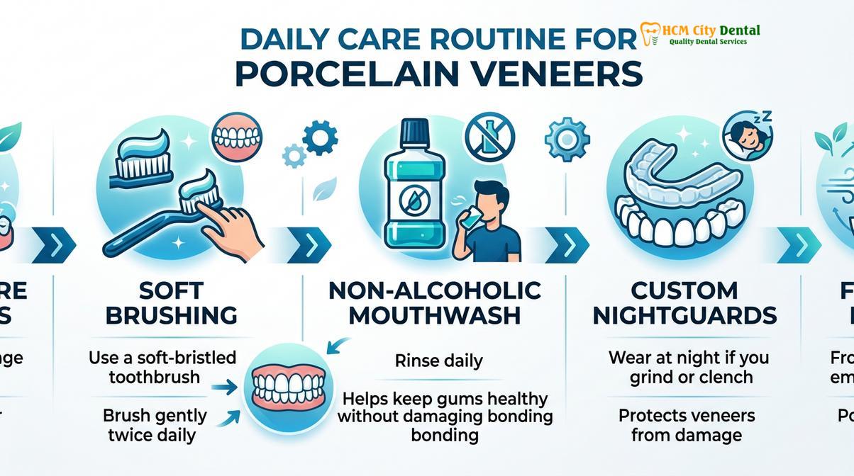 Summary diagram of how to clean veneers