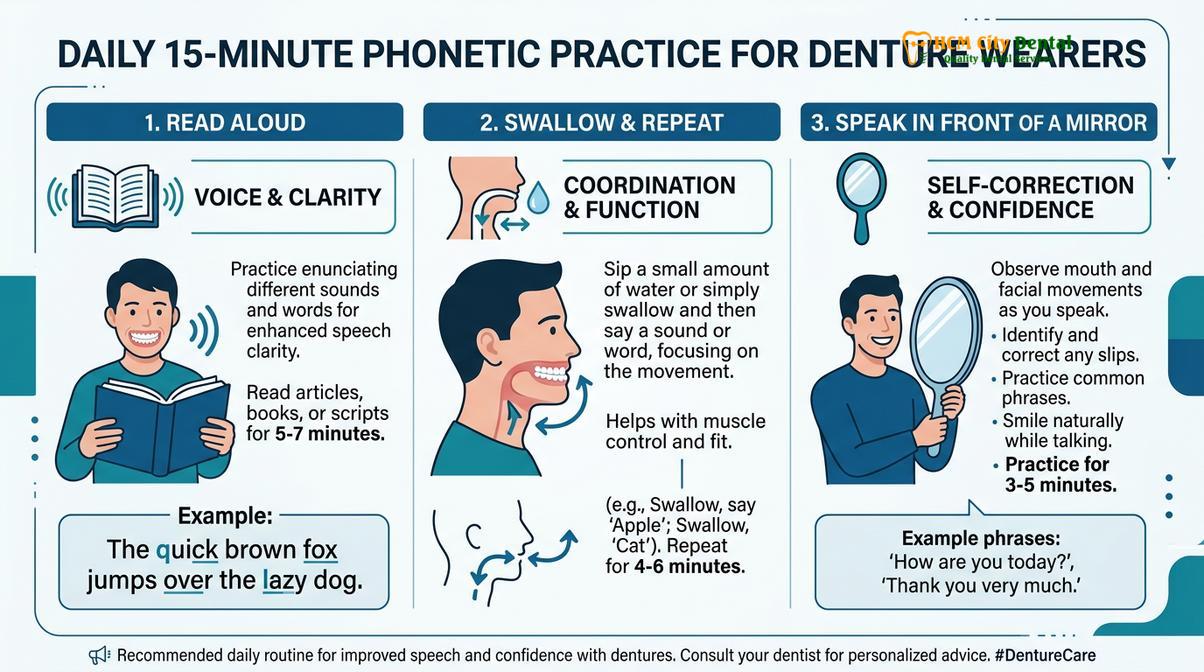 Summary diagram of Speaking with New Dentures