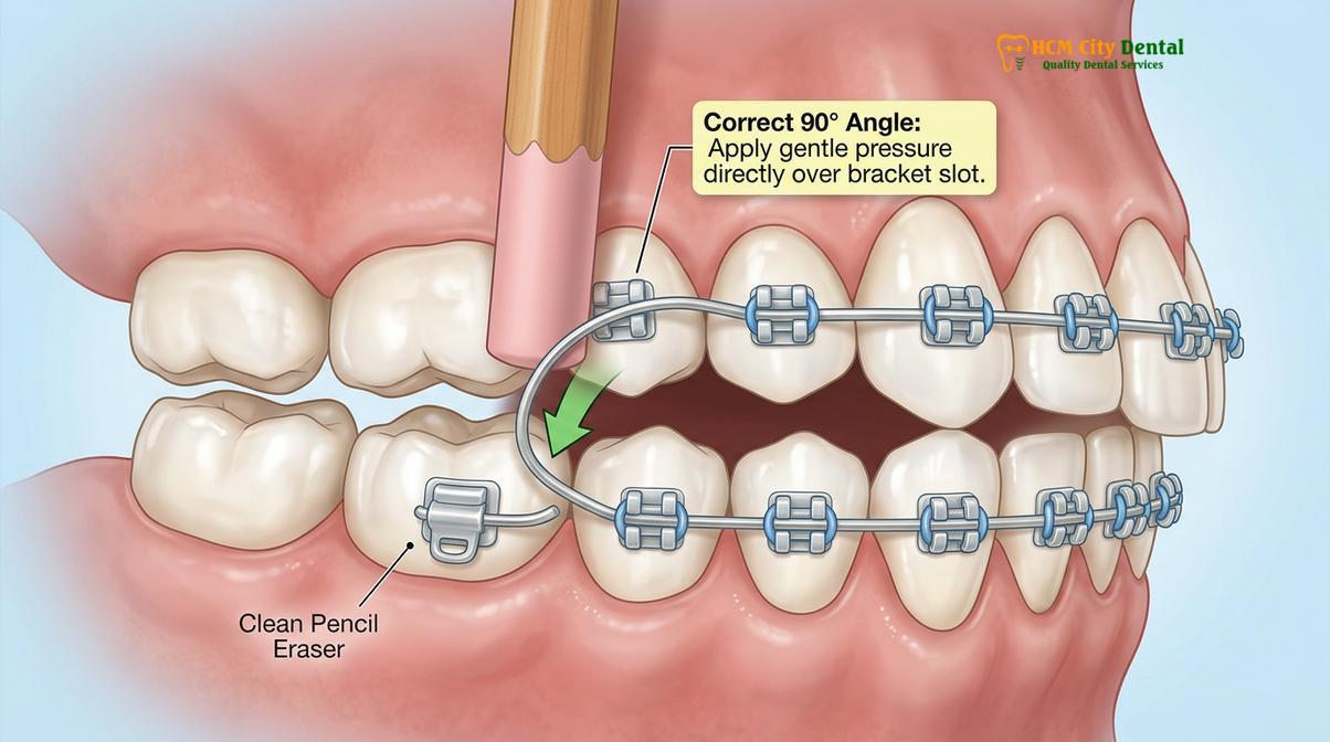 Visual description of How to Stop Braces Wire Poking Cheek