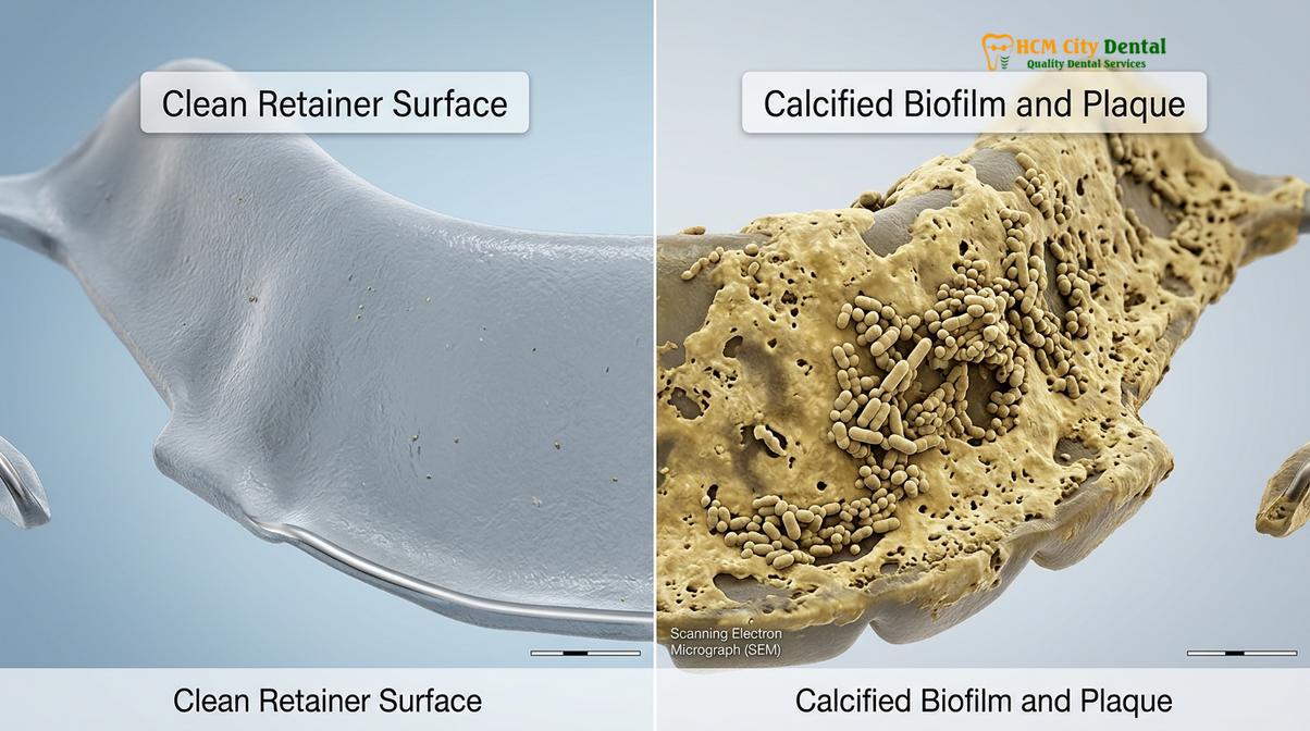 Visual illustration of how to store dental retainer safely