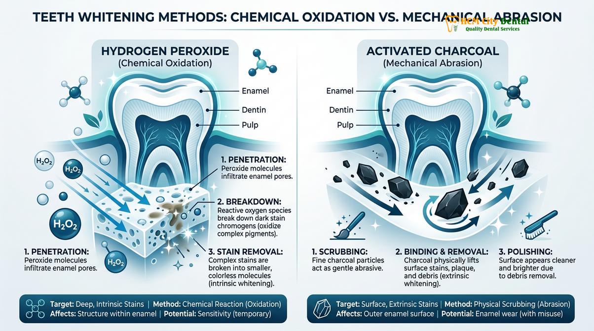 Summary diagram of how to use teeth charcoal