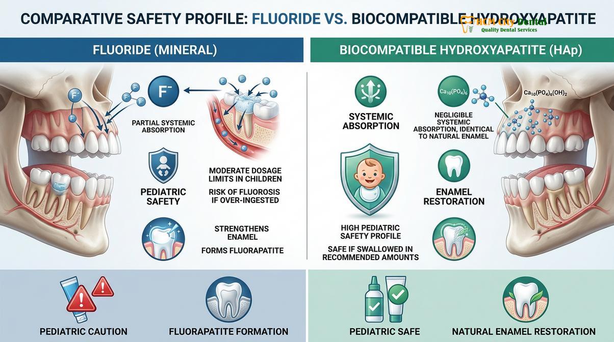 Visual description of hydroxyapatite vs fluoride