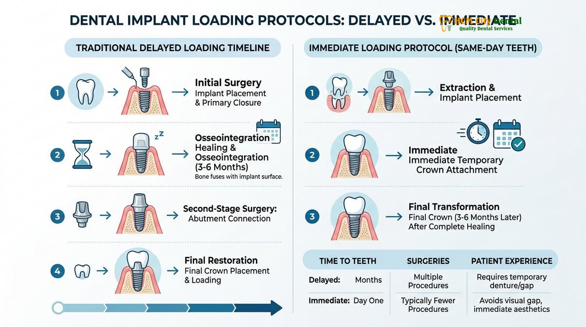 Summary diagram of same day dental implants
