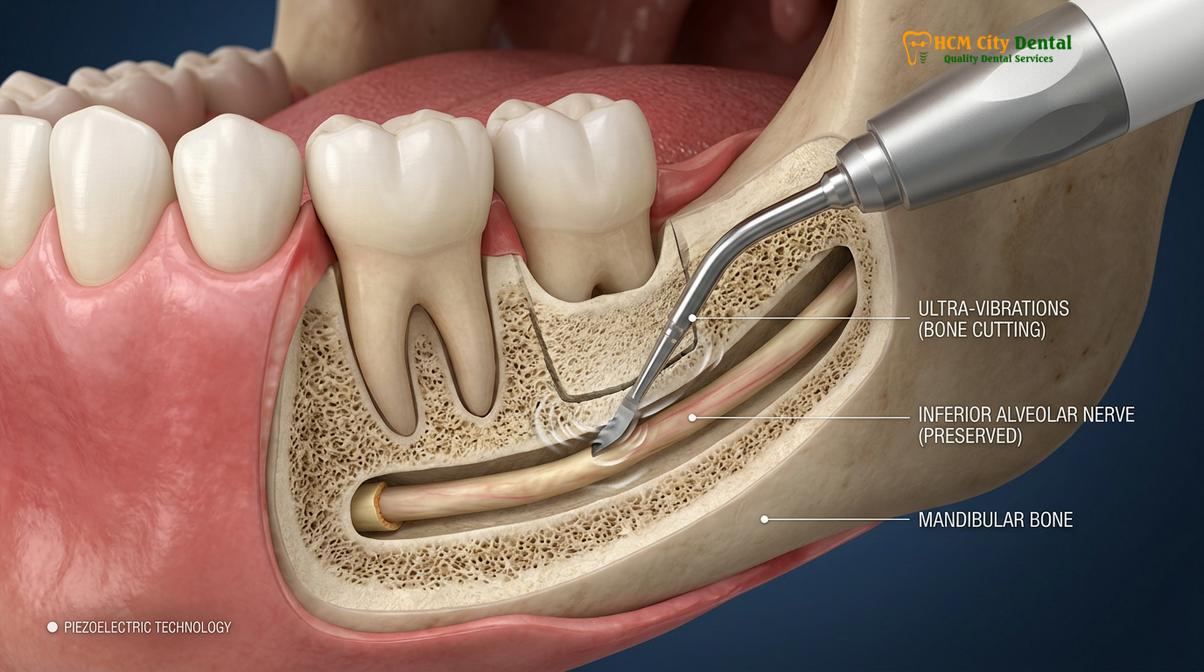 Clinical photography related to Piezotome dental implant