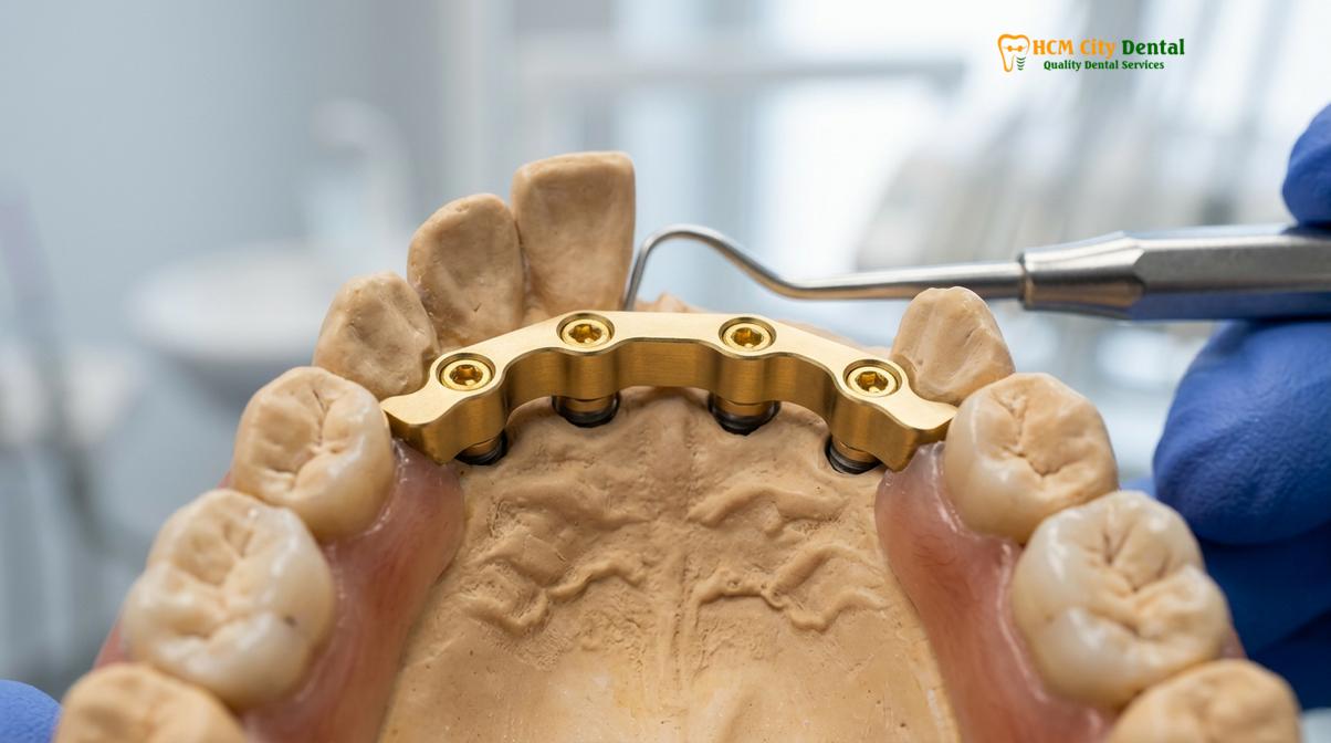 Clinical photography related to Implant Supported Overdenture HCMC
