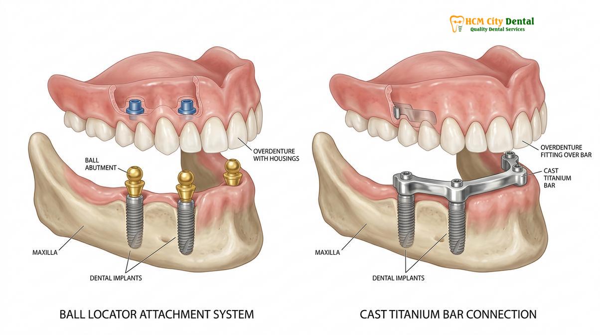 Clinical photography related to implant supported overdentures snap on