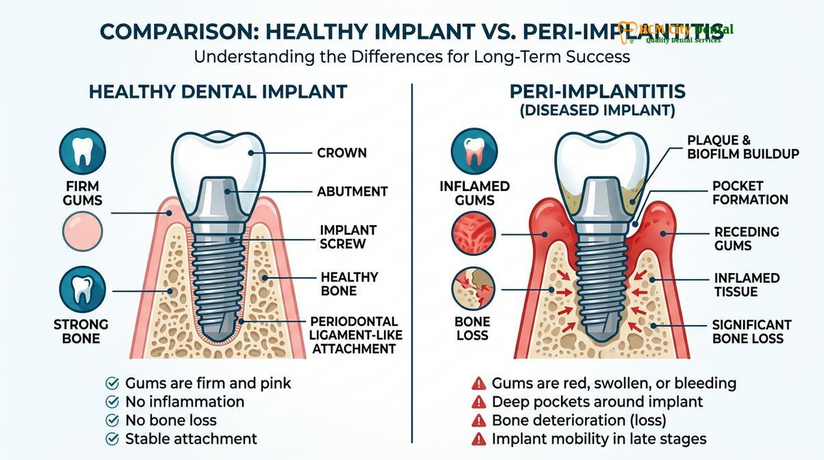 Visual illustration of implants and gum disease