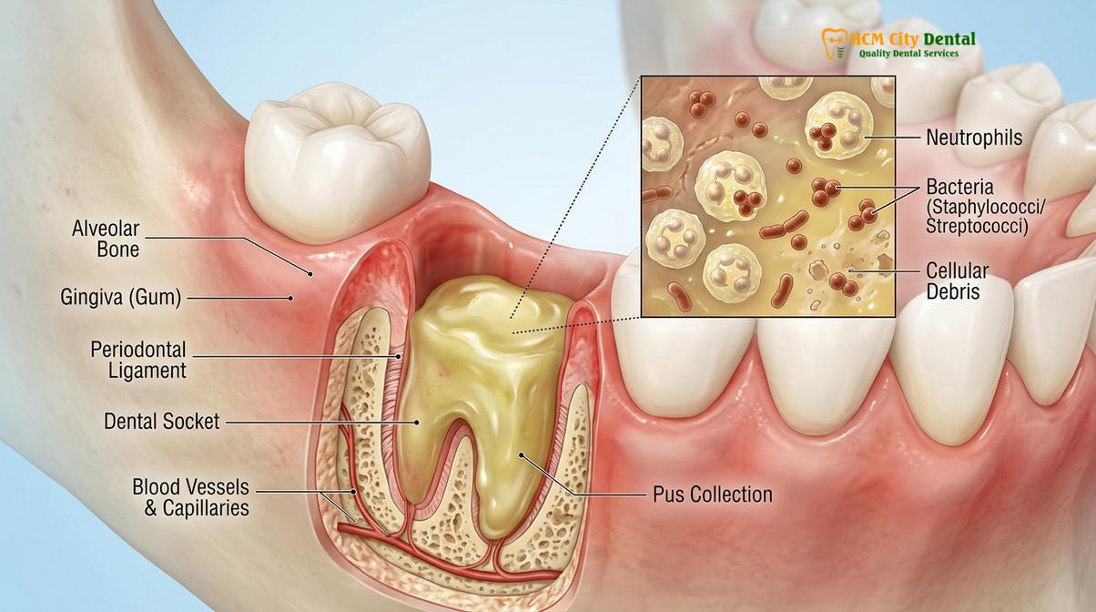 Visual description of infection after wisdom tooth removal