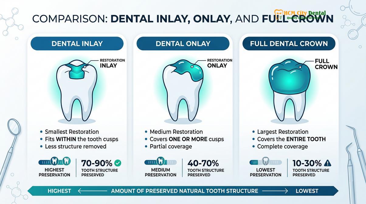 Summary diagram of cracked tooth inlay onlay
