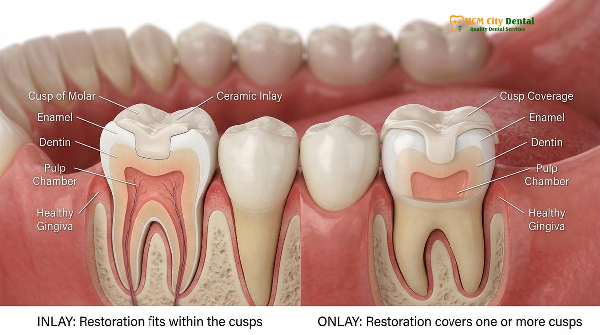 Clinical photography related to inlay onlay vs filling