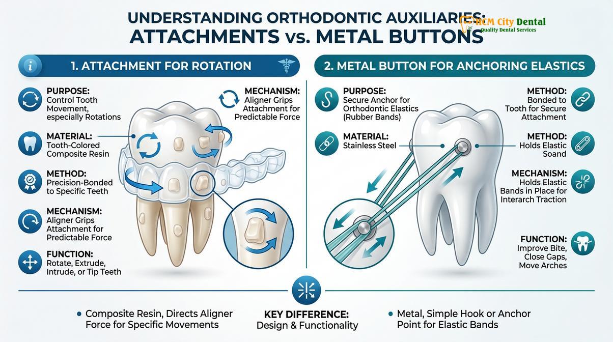 Summary diagram of Invisalign Attachments Buttons Why Needed