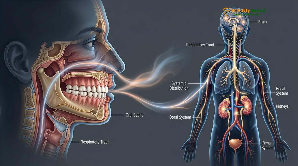 Visual illustration of amalgam fillings mercury toxicity