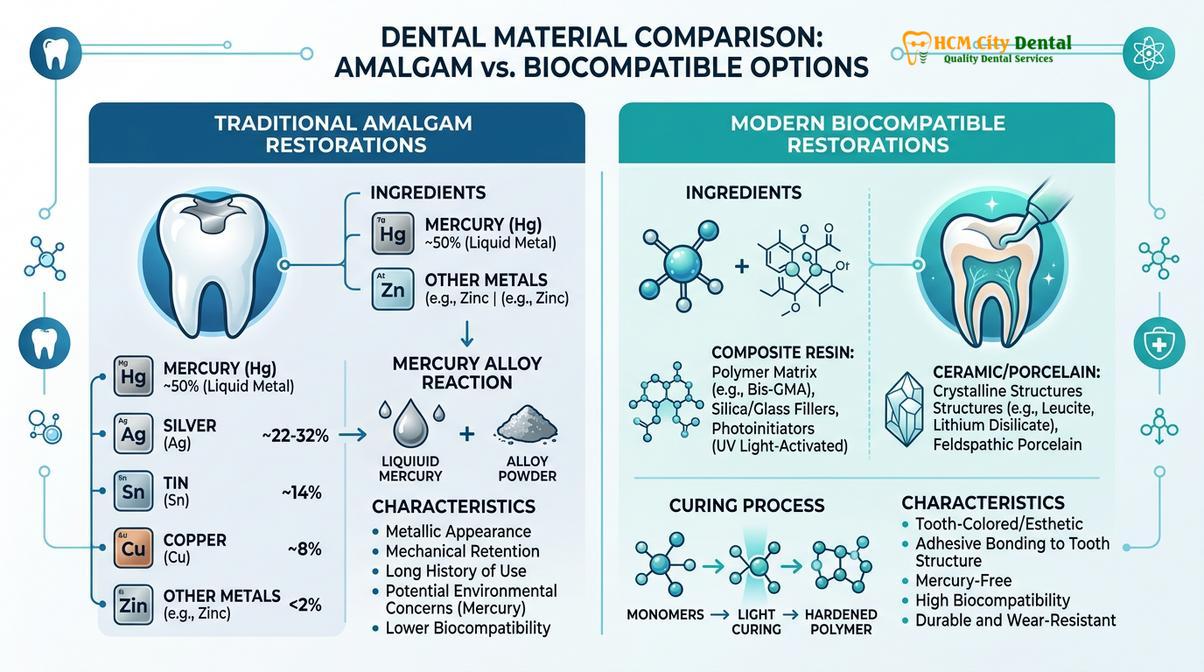 Visual illustration of amalgam fillings mercury toxicity
