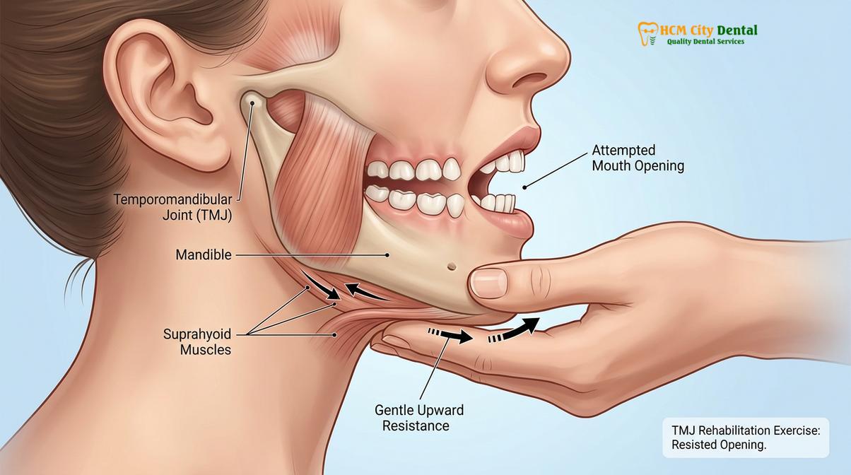 Visual description of jaw exercises bruxism relief