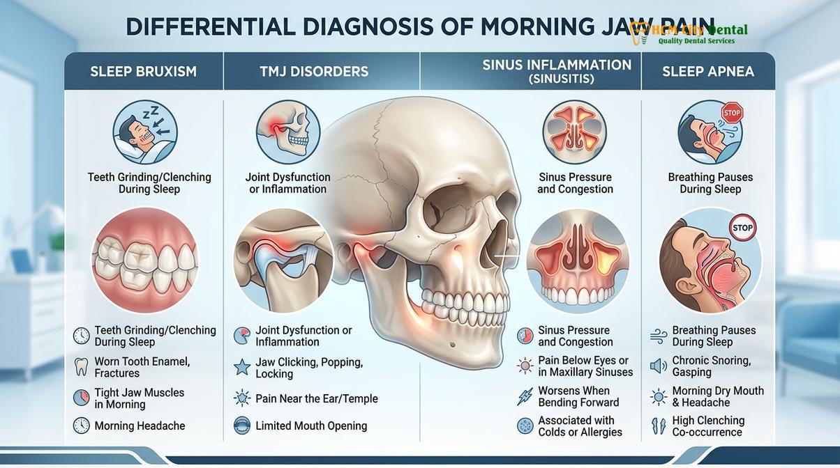 Visual illustration of jaw pain in morning bruxism